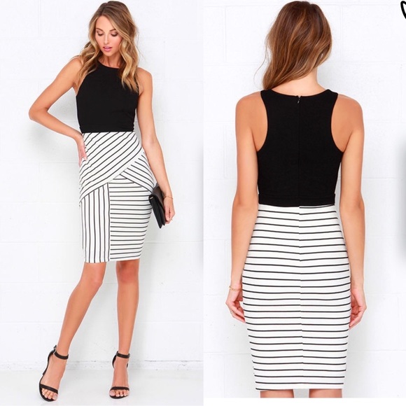 Lulus Dresses & Skirts - Lulu’s Black & Ivory Striped Midi Dress